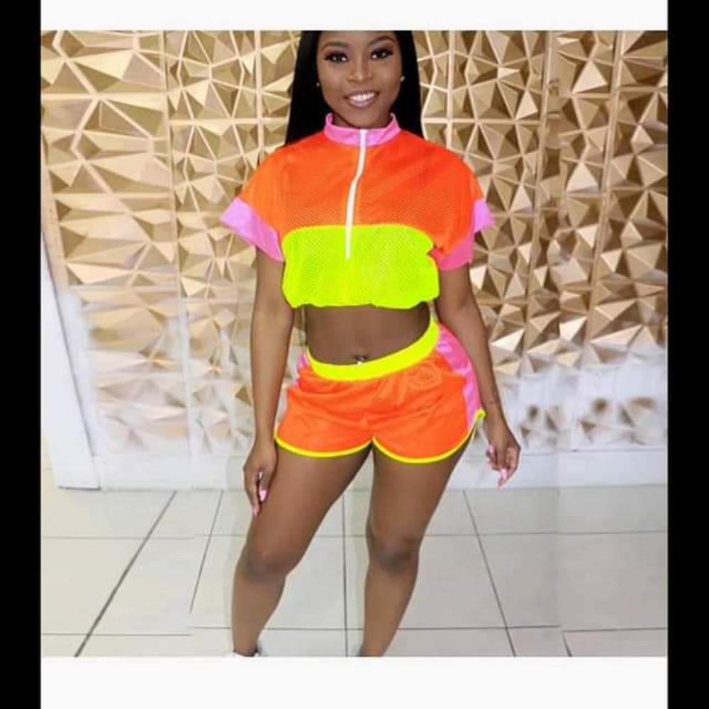 2pc neon short set